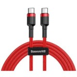 Cablu alimentare si date Baseus Cafule, Fast Charging Data Cable pt. smartphone, USB Type-C la USB Type-C 3A / 60W, braided, 2m, rosu