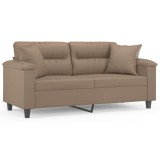 Cumpara ieftin Canapea cu 2 locuri cu pernute, cappuccino, 140 cm, piele eco.