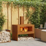 VidaXL Vatră de foc cu horn, 80x50x96 cm, oțel corten