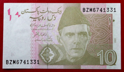 Pakistan 10 Rupees 2022 UNC necirculata ** foto