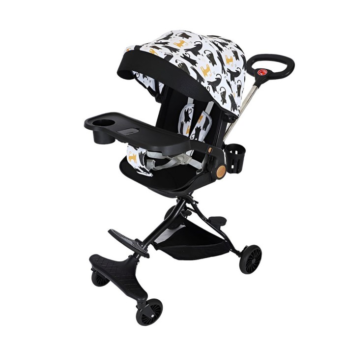 C&Auml;rucior sport 3 &Atilde;&reg;n 1, reversibil, pliabil, pozi&Egrave;ie somn, tav&Auml; mas&Auml;, roti 360&Acirc;&deg;, suport pahar, copertin&Auml; soare, negru model pisicu&Egrave;e, 6-36 luni