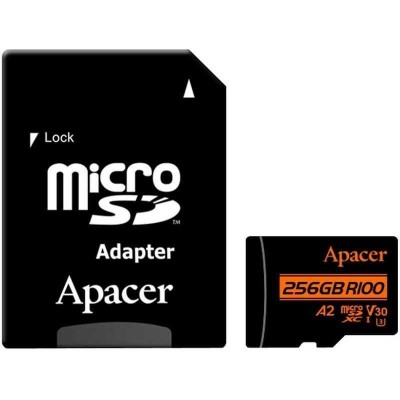 Card microSDXC UHS-I U3 V30 A2 Apacer 256GB R100 cu adaptor SD foto