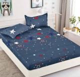 Cumpara ieftin Husa de pat cu elastic bleumarin cu stelute 180x200cm D022