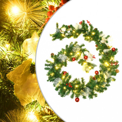 Ghirlandă de Crăciun cu lumini LED, verde, 2,7 m, PVC foto