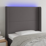 VidaXL Tăblie de pat cu LED, gri , 83x16x118/128 cm, piele ecologică 3123844
