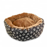 Culcus moale cu perna, pentru caine pisica, culoare crem-maron, impermeabil, baza antiderapanta, 50 cm