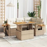 VidaXL Set canapele de grădină cu perne 5 piese bej poliratan/acacia 3327593
