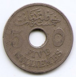 Egipt 5 Milliemes 1917 - Hussein Kamel, Cupru-nichel, 23.10 mm KM-315 (2)