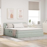 Cumpara ieftin Pat cu LED si saltea Gri deschis 180 x 200 cm Catifea