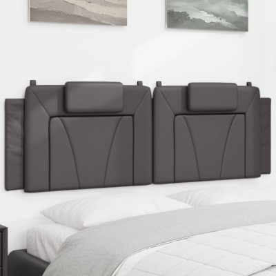 vidaXL Pernă pentru tăblie pat, Viana, gri, 160 cm, piele artificială 374800 foto