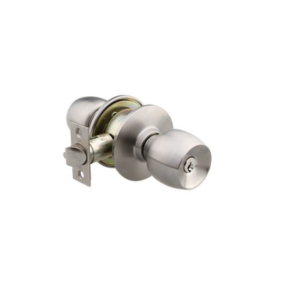 Maner cu rozeta rotunda pentru usa intrare, Knobset, tip buton, inox, nichel satin, 60 mm foto