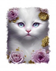 Sticker decorativ, Pisica, Roz, 70 cm, 6787ST foto