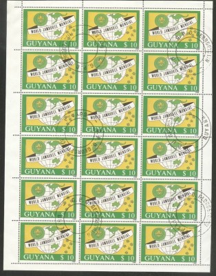 Guyana 1989 Scout, World jamboree, full sheet of 18, Mi. used V.002 foto