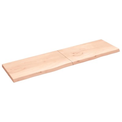 vidaXL Poliță de perete, 220x60x(2-6)cm, lemn masiv de stejar netratat foto