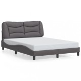 VidaXL Cadru de pat cu tăblie, gri, 140x200 cm, piele ecologică