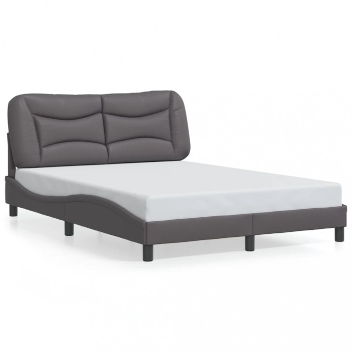 vidaXL Cadru de pat cu tăblie, gri, 140x200 cm, piele ecologică 3208005
