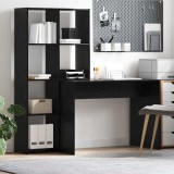 Birou cu raft Stejar negru 138.5 x 55 x 143 cm Lemn compozit