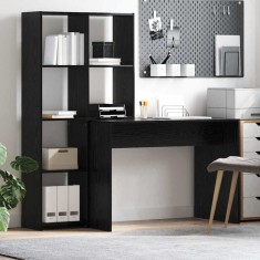 vidaXL Birou cu raft Stejar negru 138.5 x 55 x 143 cm Lemn compozit 3337250