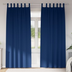 vidaXL Perdele cu perdele 2 pcs Albastru &icirc;nchis 245 x 140 cm Poliester