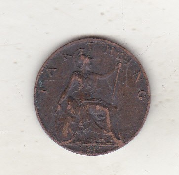 bnk mnd Marea Britanie Anglia farthing 1917 foto