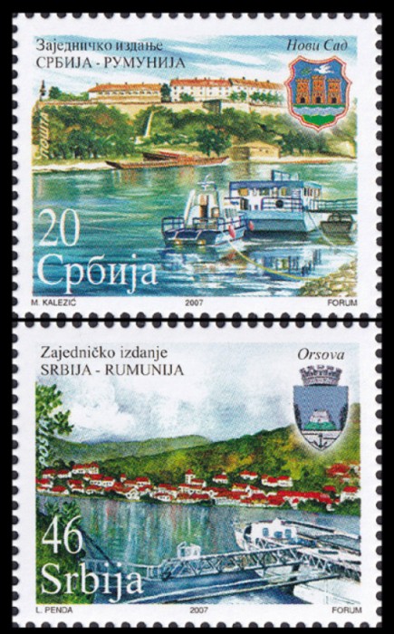 2007, Emisiune comună Serbia - Rom&acirc;nia, vapoare și porturi dunărene, LP 1790d, MNH