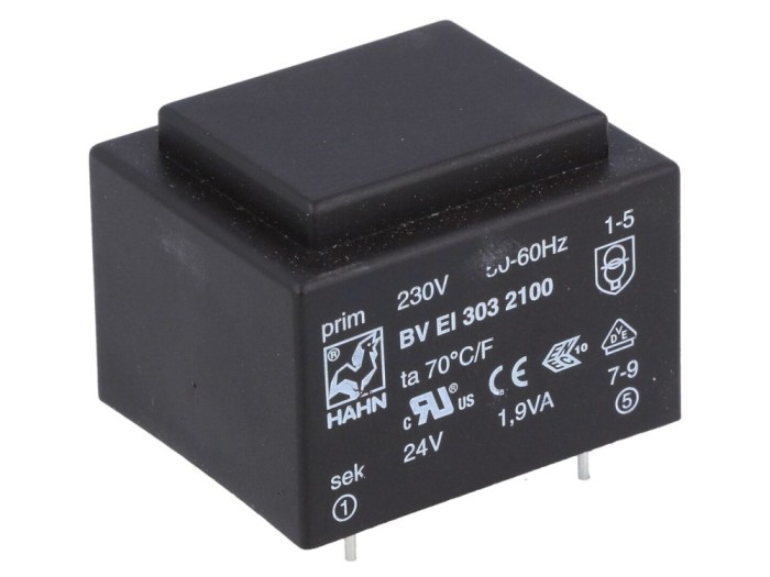 Transformator &icirc;ncapsulat 1,9VA 230V 24V PCB