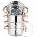 Set de 5 piese, oala pentru fiert cu abur, inox, diametru 18 cm, capacitate 2.5 litri, Klausberg