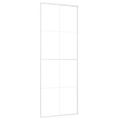 Ușă glisantă, alb, 76x205 cm, sticlă mată ESG și aluminiu