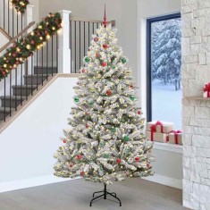 vidaXL Brad de Crăciun artificial Verde și alb 240 cm PVC și Metal 3395774