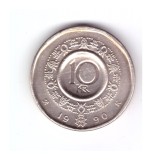 Moneda Norvegia 10 krone 1990, stare foarte buna, curata