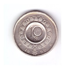 Moneda Norvegia 10 krone 1990, stare foarte buna, curata