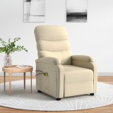 VidaXL Fotoliu de masaj electric rabatabil, crem, textil