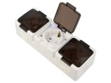 Conector alimentare AC Schuko 2P+PE 250VAC 16A albă pt.perete