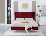 Cumpara ieftin Pat Almera 180x200 cm Tapitat Catifea Burgundy Somiera Inclusa (cod ML 2227-11)
