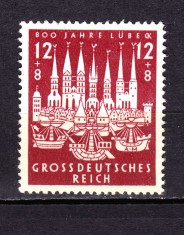 ✅ (S41) Germania Reich 1943 - Lubeck 800 de ani ,serie Mi.862, nestampilat / negumat !
