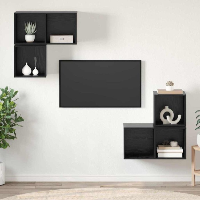 Set comodă TV 4 pcs Stejar negru 37 x 37 x 72 cm Lemn compozit