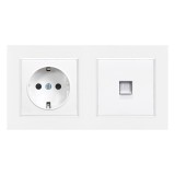 Priza Combinata Leziter Nova UTP 16A 250V Incastrata cu Cadru Alb