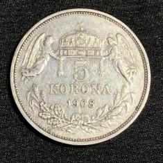 Moneda 5 coroane 1908 Austro -Ungaria argint
