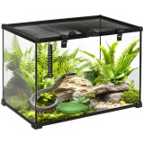 PawHut Terariu &Icirc;nălțat pentru Reptile cu &Icirc;ncuietoare și Ușă pentru Hrănire, 50x30x35 cm, Negru | Aosom Romania