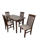 Set masa extensibila lemn masiv, living si bucatarie, DM4 Maxima, blat MDF Furniruit, colturi rotunjite, 120-150x70x76 cm si 4 scaune DM1 Tilo, lemn,