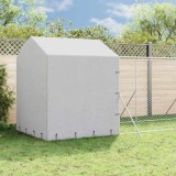 Padoc exterior vidaXL argintiu 2x10x2,5 m, oțel galvanizat, cu acoperiș, cușcă c&acirc;ini, găini, iepuri, protecție UV, impermeabil