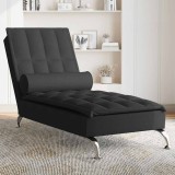 VidaXL Șezlong de masaj cu sprijin, negru, material textil