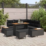 Cumpara ieftin Set canapea grădină 9 piese , cu perne, din rattan poli, acacia