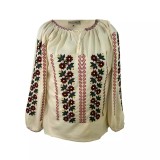 Cumpara ieftin Ie Traditionala Crem cu Motiv Floral Rosu- IML05
