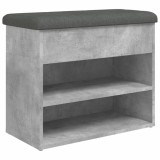 Banca de pantofi, gri beton, 62x32x50 cm, lemn prelucrat