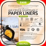Set 100 buc Hartie de copt pentru friteuza cu aer cald airfryer ZASS ZPL 03, 17 cm, forma patrata, Maro - NOU
