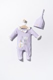 Cumpara ieftin Salopeta cu caciulita pentru bebelusi Pisicute, Tongs baby (Culoare: Gri, Marime: 6-9 luni)