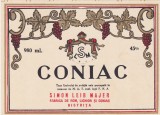 Eticheta Coniac - Fabrica de bauturi Simon Simeon Leib Majer Bistrita, perioada regalista, ND, timbrul aviatiei