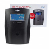 UPS PNI SafePC E650VA, putere 390W, 1.8A, iesire 2 x 230V, ecran LCD acumulator 7.2A inclus, Capacitate: 12V/7Ah, Timp backup: 8 minute (utilizare la