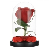 Cupolă Decorativă, Model 10.5x17cm, Trandafir Artificial, Bază Din Lemn, Roșu, Oem